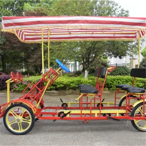 Bestselling Family Style Quadricycle Surrey Sightseeing Bike Tandem Bicycle 4 Person Surrey Bike