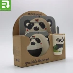 Biodegradable bamboo fiber plate bowl cup fork spoon kids cutlery dinnerware sets for children