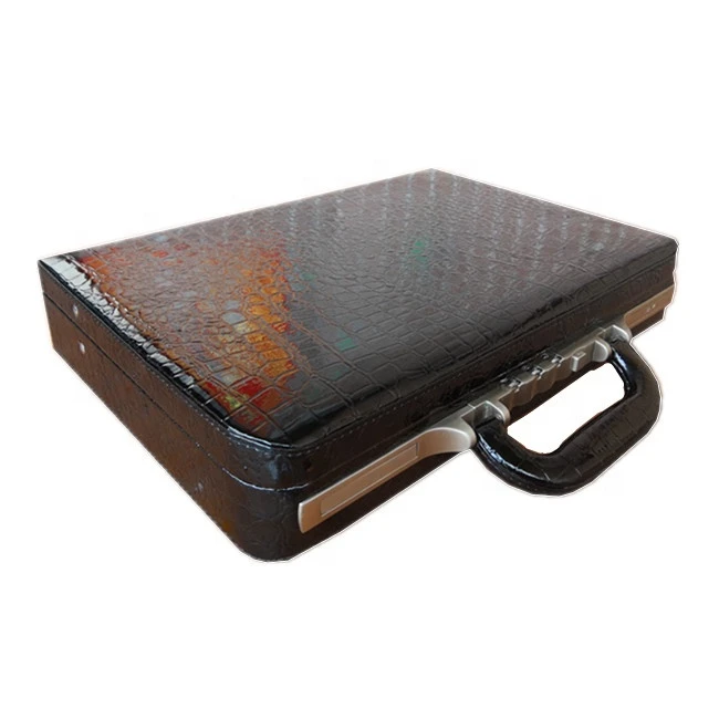 Black Crocodile PU Leather Laptop Briefcase Handbag With Combination Lock