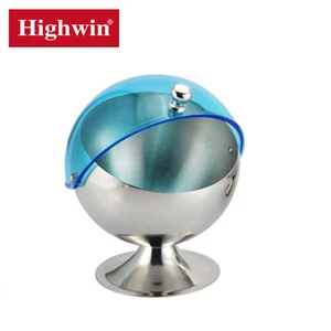 Blue 350ml Stainless Steel Small Sugar Bowl with Cover