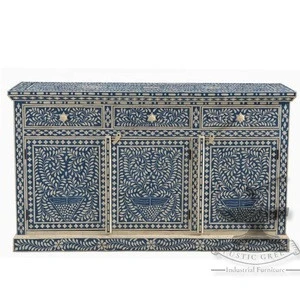 Bone &amp; Inlay Blue Sideboard With Storage Cabinets