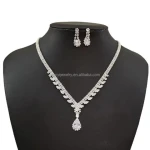 Bright Naked Diamond wedding accessories Water droplets earring and necklace set for women
