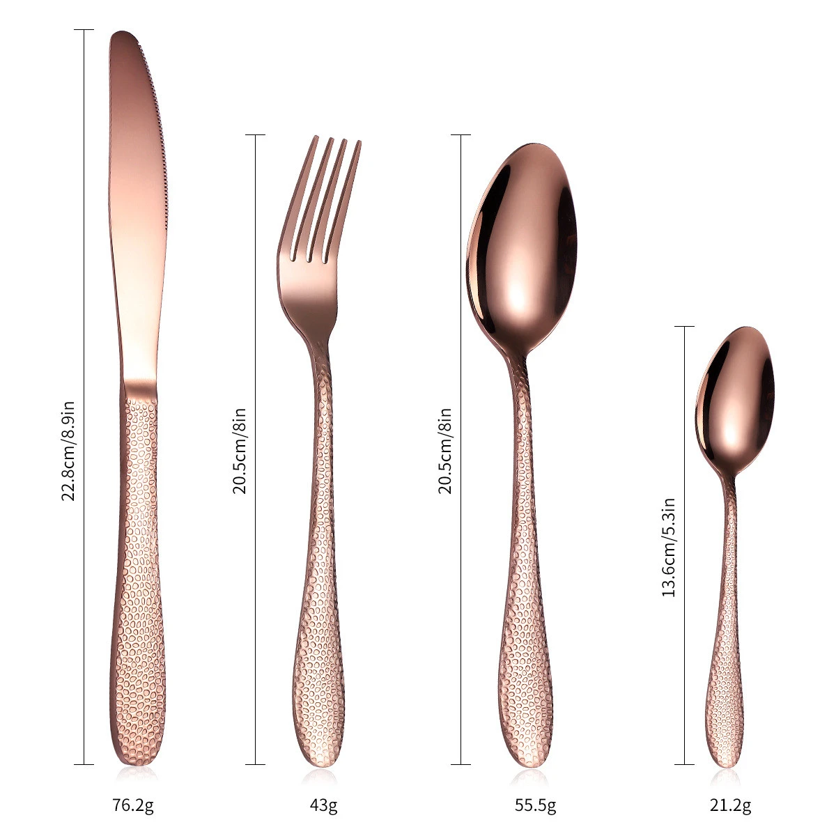 Bulk personal kitchen pvd flatware metal ss tableware stainless steel pure copper rose gold cutlery set