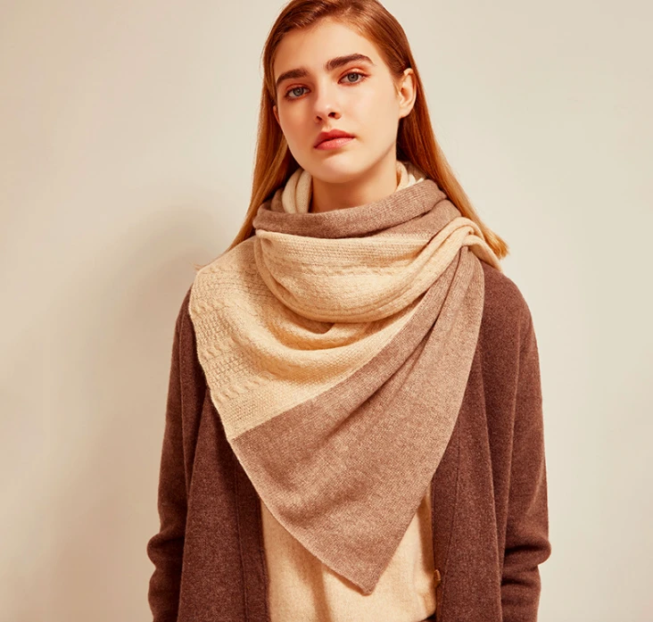 Cashmere knitted diagonal patchwork shawls keep warm in a stylish scarf shawl