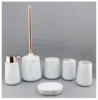 Ceramic Bathroom Accessory Marble Design Set Toilet Brush, Lotion Bottle, Toothbrush Holder, Tooth Mug, Soap Dish