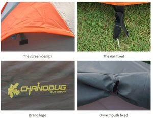 Chanodug Two Layers Outdoor Camping Tent 3-4 Person Breathable Waterproof Tents 190T Polyester 3 Season Windproof Hiking Tent