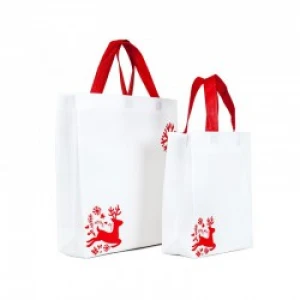 Cheap portable white non woven Christmas shopping nonwoven fabric bag