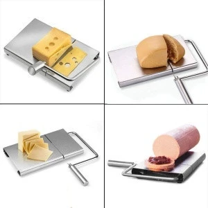 Cheese Slicer Stainless Steel Wire Cutter With Serving Board for Hard and Semi Hard Cheese Butter