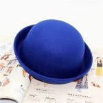Children soft round winter hat fedora wool felt trilby hats custom hat wholesale