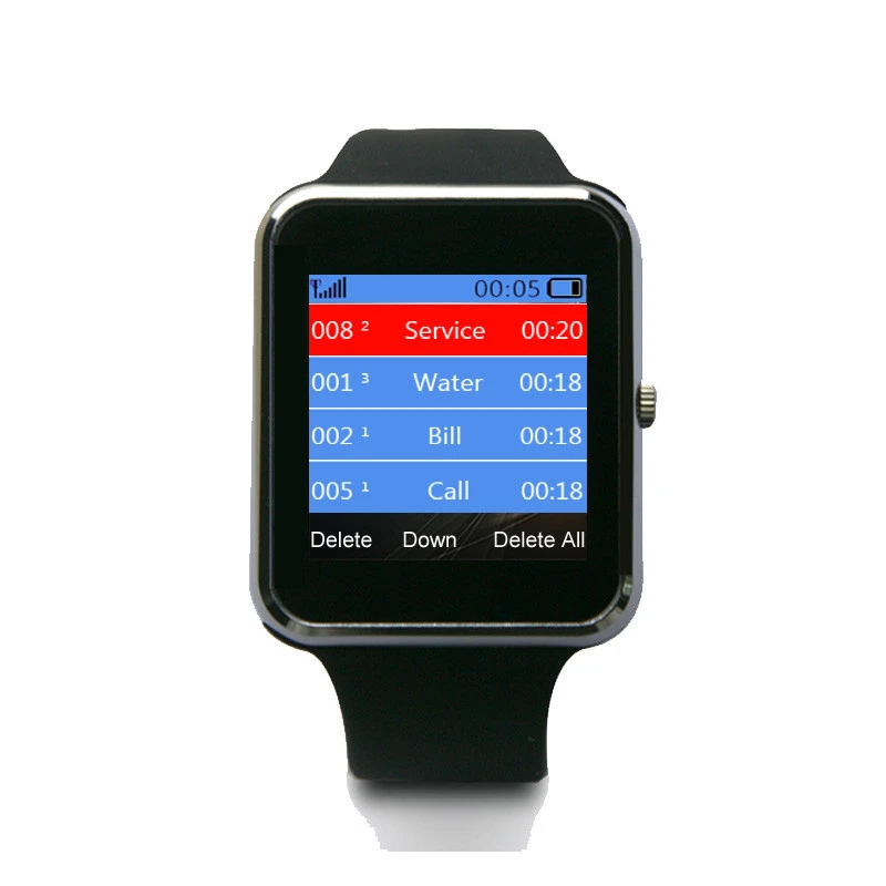 China customized  language touch screen wireless call system wrist watch pager for restaurant
