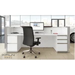 China factory direct price customized fashionable modern office reception lobby desk solid wooden white front counter service