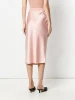 China goods wholesale fashion summer women pink satin slim fit pencil skirt