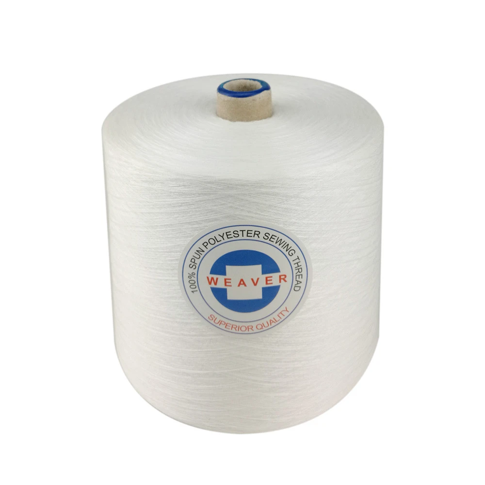 china textile material raw white virgin polyester spun yarn for knitting