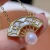 Import Chinese Fan Design Charm Shell Pendant Chain 6-7mm Seawater Akoya Pearl Pendant Necklace Birthday Gifts from China