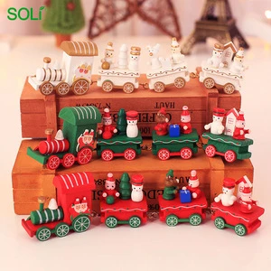 Christmas decoration christmas gift kid toy wooden small christmas train gift