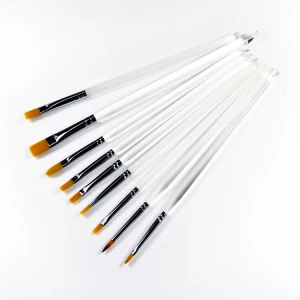Clear plastic handle nylon hair painting art brushes