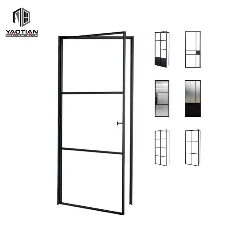 Contemporary Front Commercial Glass Double Exterior Entry Steel Doors