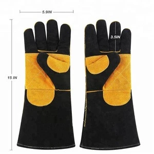 Cowhide Leather MIG Gloves Split Leather Back Cotton Lining with Split Leather Palm Reinforcements Forefinger Gardening/Welding