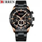 CURREN 8355  Military Quartz Watches Silver Clock Mens Quartz Stainless Steel Chronograph Watch for Men Casual Sporty Watch