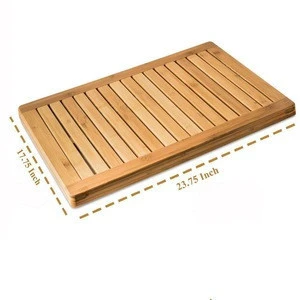 curved tub teak wood non slip hotel shower bamboo bath mat set