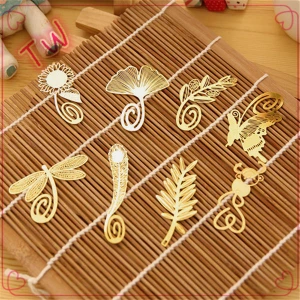 custom Arts and crafts magnetic bookmark ,gold plated metal flower bookmark blank,popular metal animal bookmark