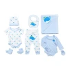 Custom Blue Whale 100% Cotton Baby Romper 3 Pcs Newborn Baby Layette Sets