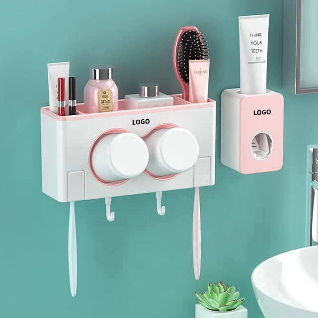 Custom Couple Style Bathroom Accessory Toothpaste Dispenser Toothbrush Holders
