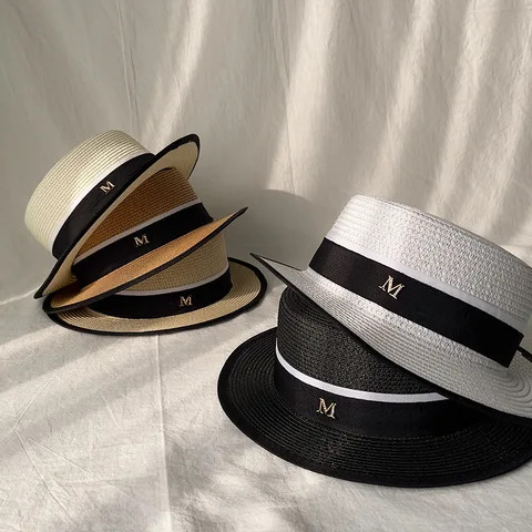 Custom fashion homburg solid paper braid bucket hats plat brim daily traveling straw hats