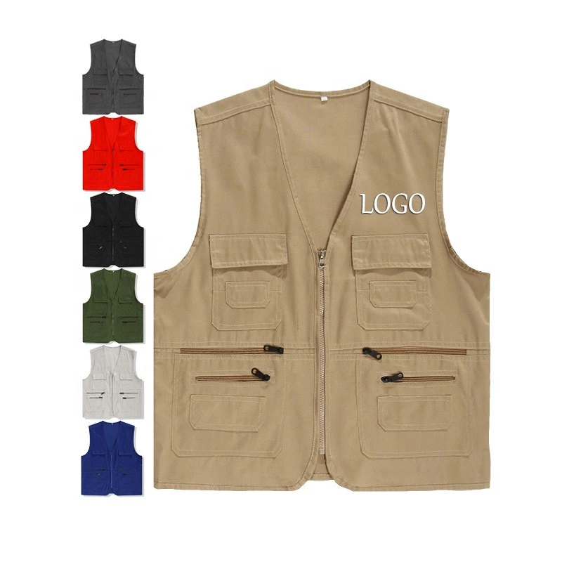 Custom Unisex logo printed printing Photography Fishing mens vests & waistcoats