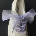 Customized 2.5cm Wide Gradient Color Matching Organza Snow Gauze Translucent Canvas Shoe Laces Flat Type