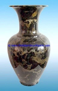 Customized high quality marble vases black and gold marble handcrafted natural stone flower vases planters