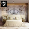 Customized Modern Luxury King Size Bed Wide Headboard With Gold Stainless Steel Velvet Fabric Bedroom Bed Set Design Furniture