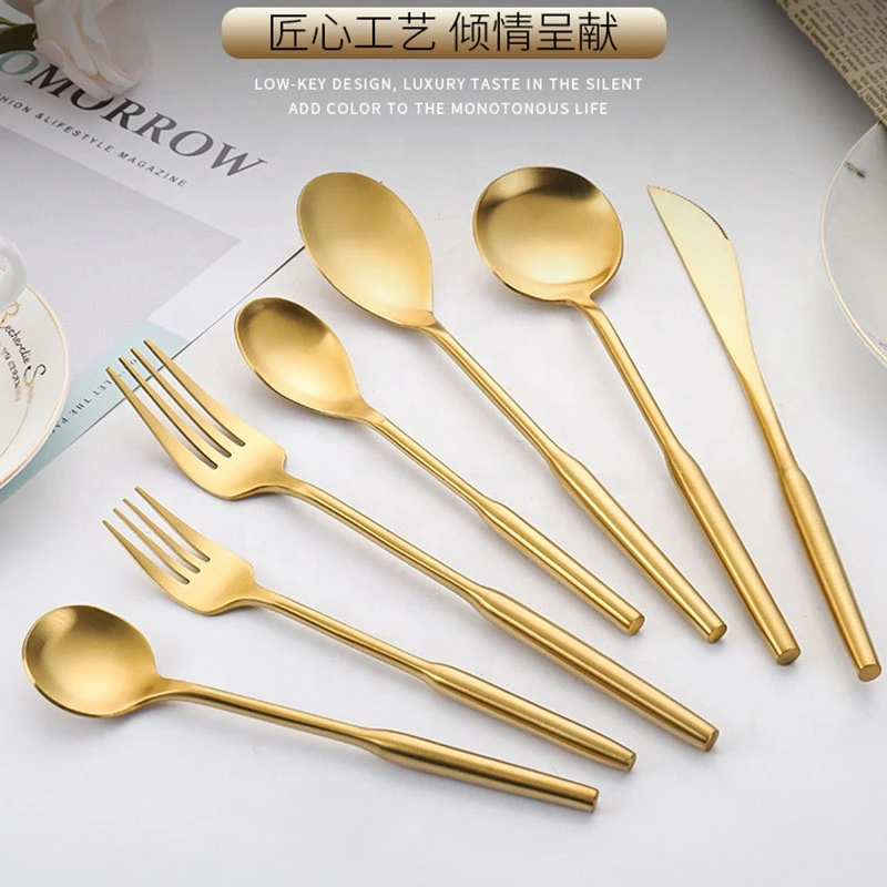 DAOQI wholesale stainless flatware PVD silverware gold plated cutlery set spoon and fork luxury cutlery set steel flatware sets