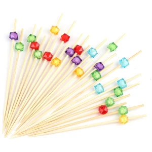 Decorative Fruit Skewers Bamboo Cocktail Toothpicks  Cute Wooden Party Picks