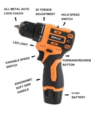 DINLIX Brushless 12V Electric impact drill with Dinlix quality wireless impact drill, torquer impact drill