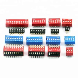 DIP switch Toggle side dial flat patch 2P 3 4 5 6 8 9 10 bit 2.54mm red / blue / black