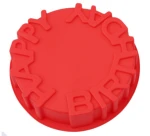 DIY Silicone Happy Birthday Round Cake Mold Pan Kitchen Baking Tools Bread Pie Flan Tart Bakeware Decorating
