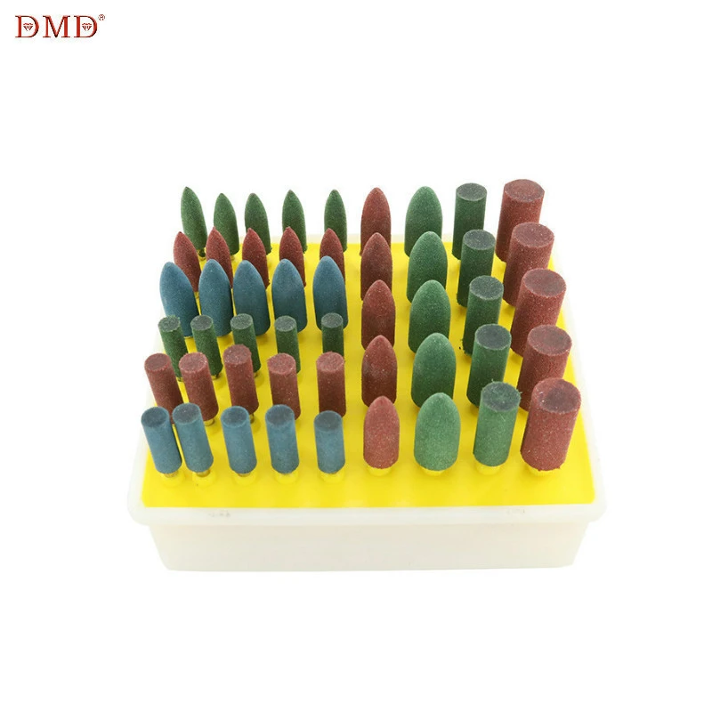 DMD Rubber Grinding Head Set Use for Polished Jade Agate Carving Tools Emerald Polishing Red Green Abrasive Tools  50pcs/set