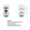Domo Brass Basin Pop-up Waste,Bathroom Fitting,Pop Up Pipe Trap K80-D