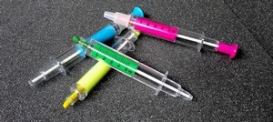double 2 In 1 Syringe shaped Ball point&amp;highlight penhot new products for 2015