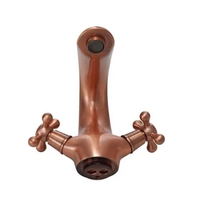 Double-handle,Single-hole Polished Brass Bathroom Basin Faucet For Wholesale