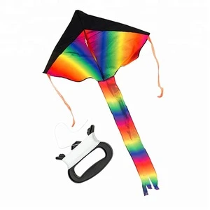 Durable colorful Large Delta Kite Rainbow Kite for Children Outdoor Game Activities Beach Trip Great Gift to Kids Childhood