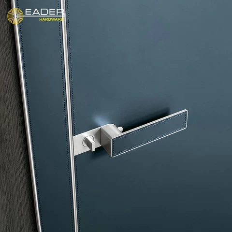 EADER Minimalist door lock handle can be inlaid with wood leather and cowhide magnetic absorption silent door lock