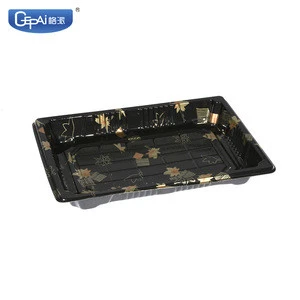 Eco friendly rectangular takeaway disposable plastic blister packaging sushi tray with lid