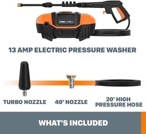 Electric High Pressure Power Car Washer 1500 PSI Portable Car Washer with Adjustable Hose Reel