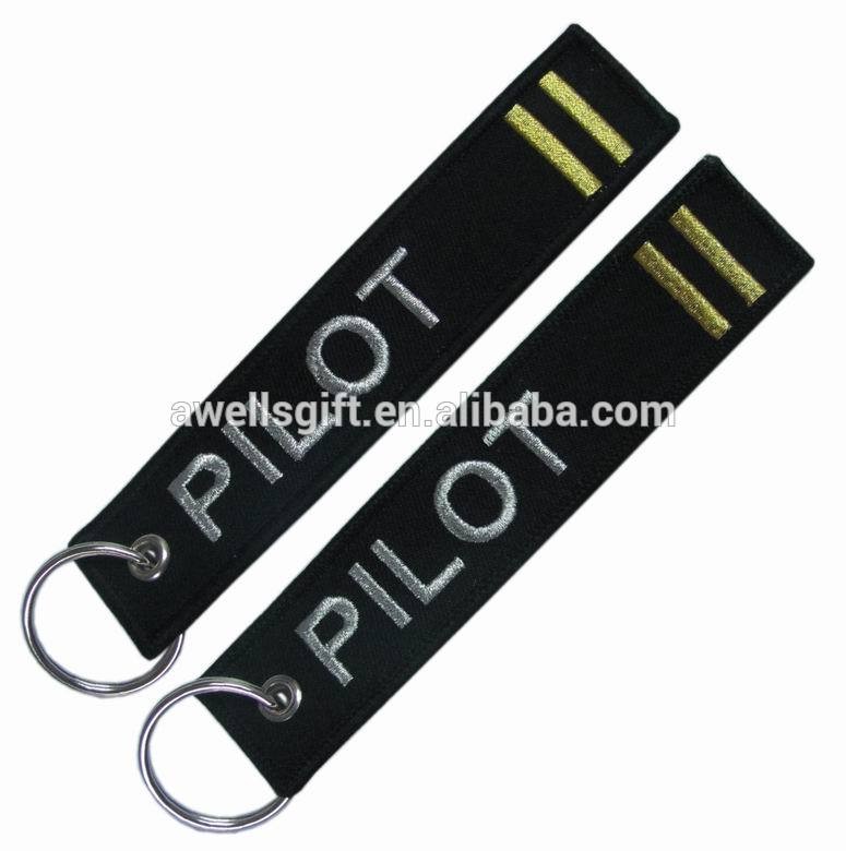 embroidered aircraft strap keychain keyring