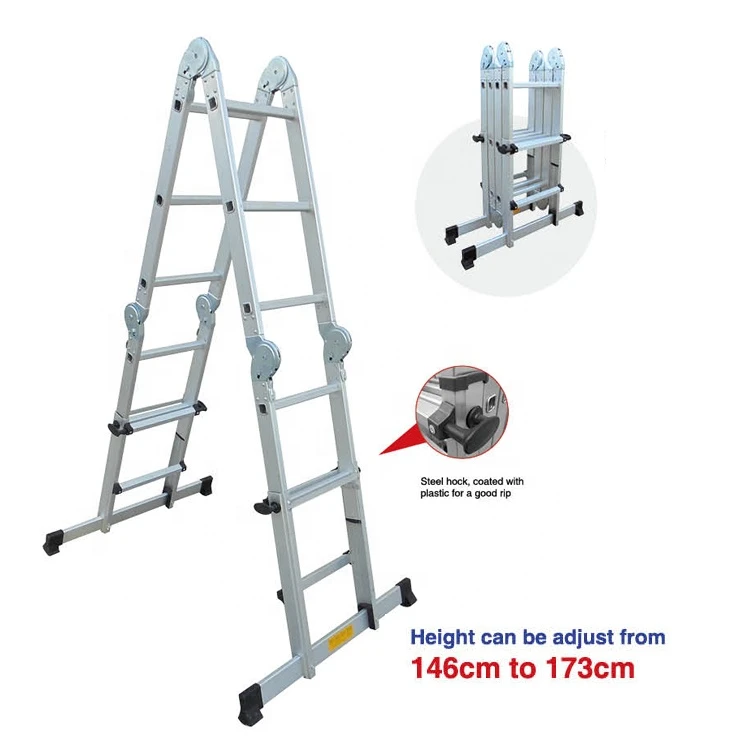 EN 131 and GS  versatile extension multi-purpose aluminium Ladders with steel hook and plastic  coated