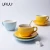 Import Exquisite glossy colorful cheap tea coffee cups and saucers / ceramic cup and saucer set from China