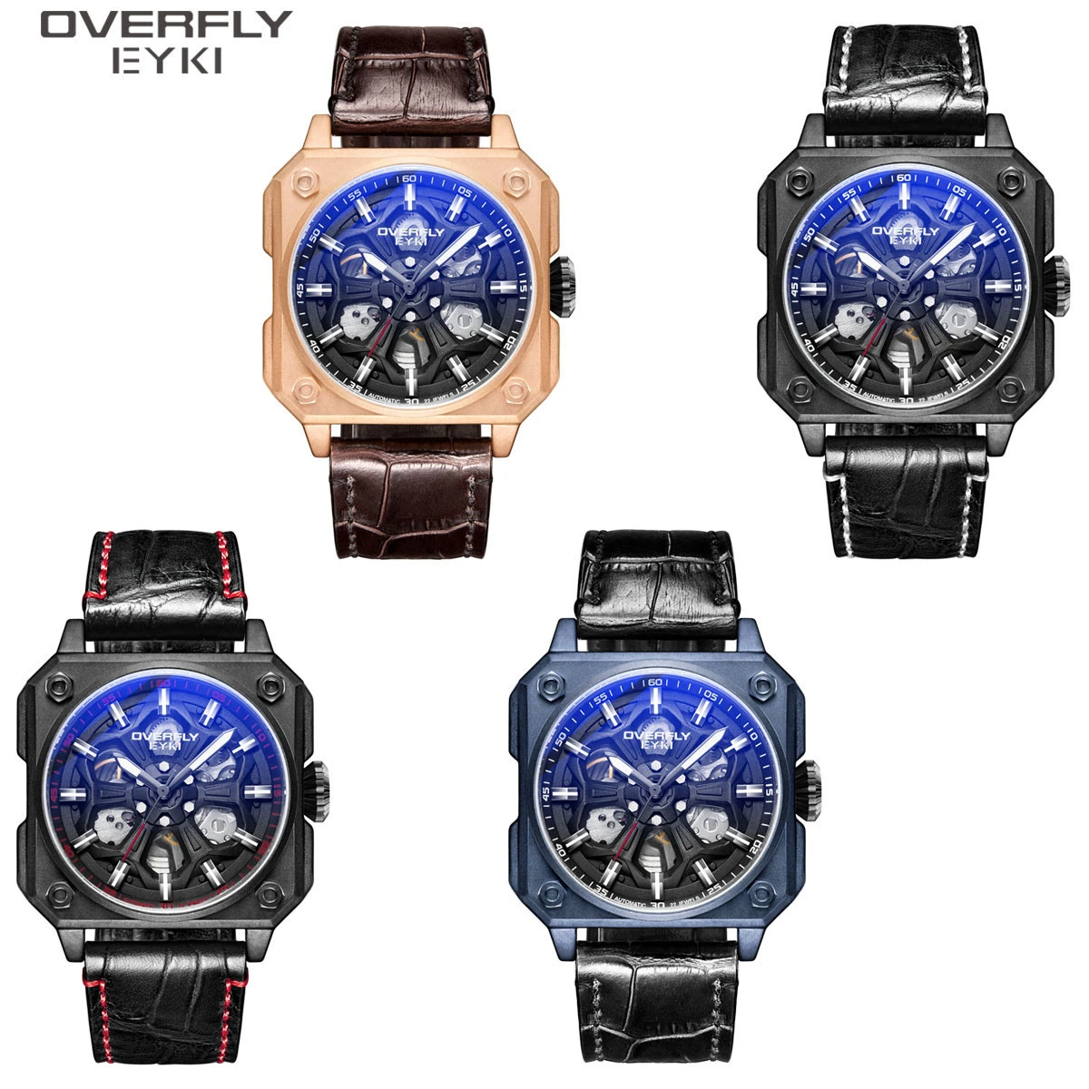 EYKI 3125 Men&#39;s Mechanical Watch Fashion Top Brand Leather Sport Watch Military Waterproof Watch
