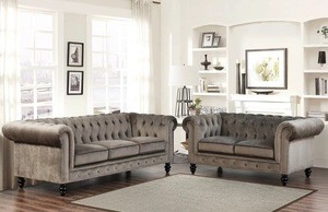Fabric Upholstered Chesterfield Sofa, Living Room Sofa Furniture